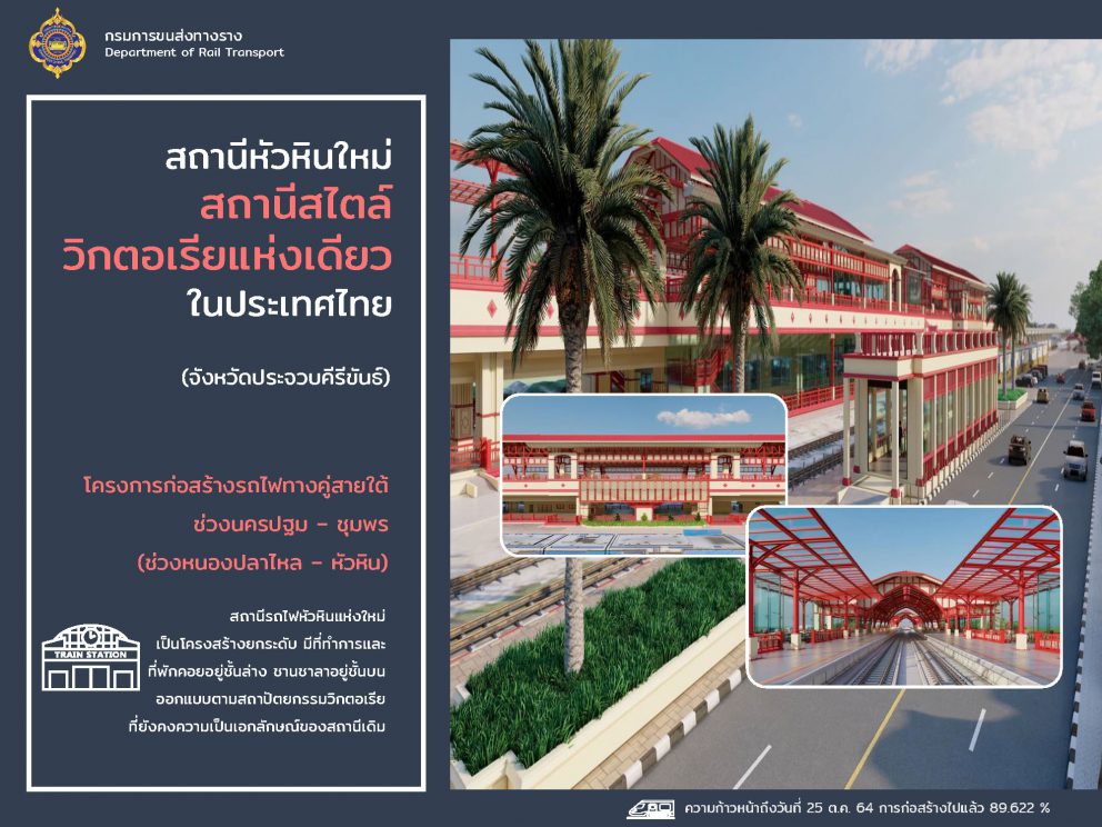 สถานีหัวหินใหม่” สถานีสไตล์วิกตอเรียแห่งเดียวในประเทศไทย (จังหวัดประจวบคีรีขันธ์)1 ในสุดยอดโครงการระบบรางของประเทศไทย