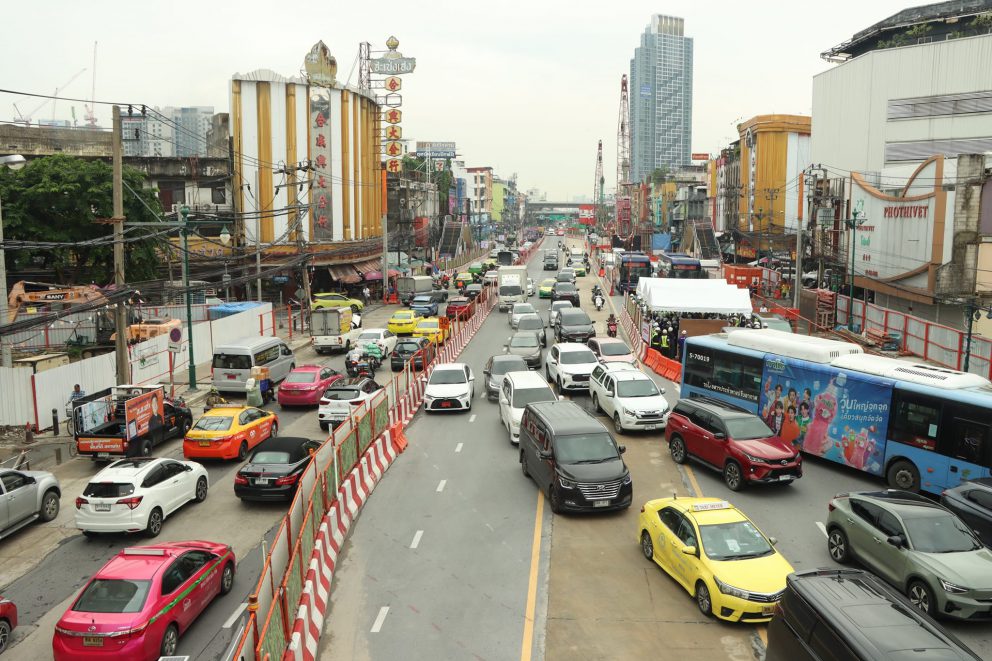 กรมการขนส่งทางราง ร่วมลงพื้นที่ตรวจความคืบหน้าการดำเนินโครงการก่อสร้างรถไฟฟ้าสายสีม่วง ช่วงเตาปูน – ราษฎร์บูรณะ (วงแหวนกาญจนาภิเษก) ณ สถานีสามยอด และสถานีวงเวียนใหญ่