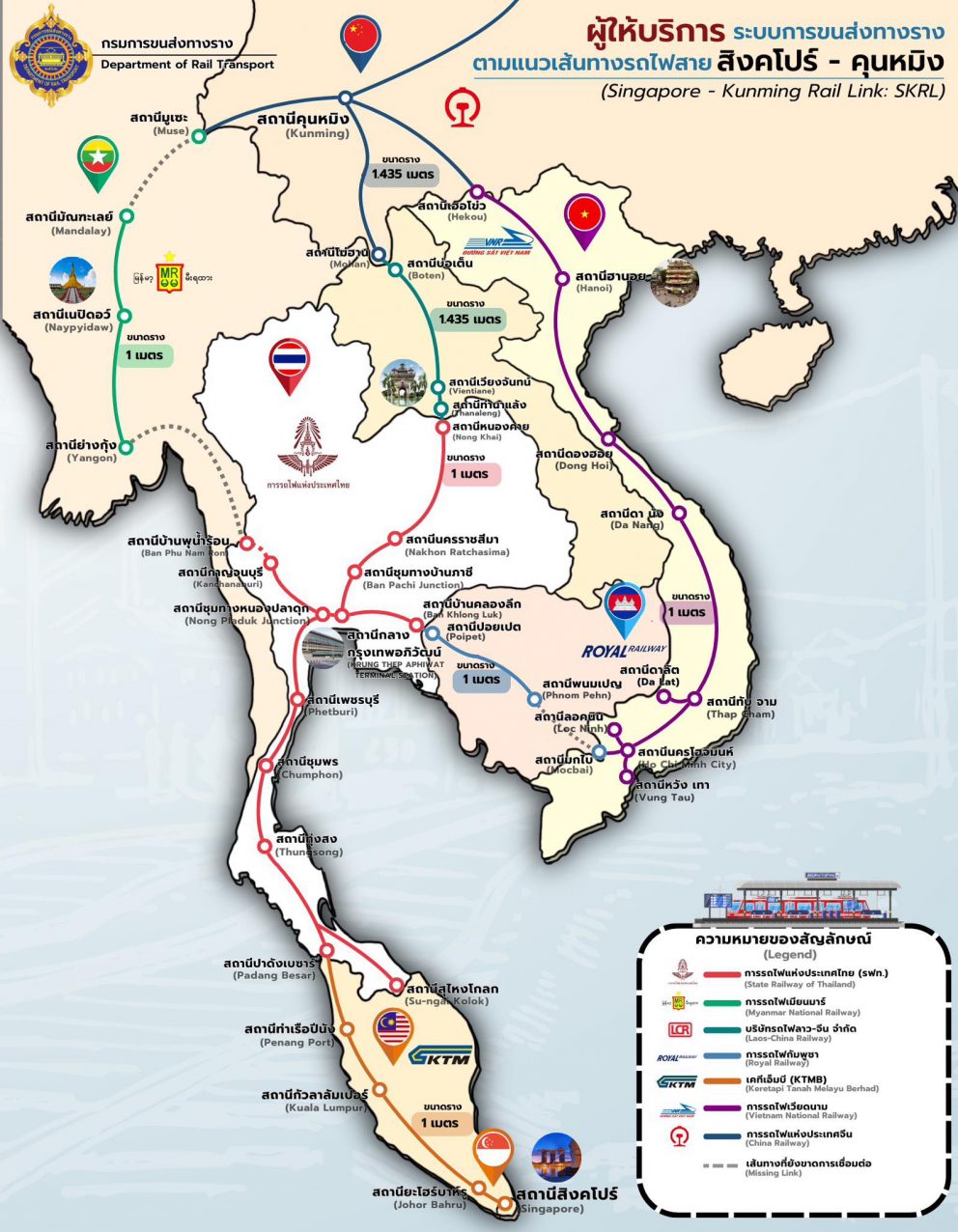 รู้หรือไม่ว่าภายในเส้นทางสิงคโปร์ – คุนหมิงนั้นมีผู้ให้บริการกี่รายและแต่ละประเทศมีขนาดความกว้างรางเท่าไหร่ หากใครกำลังสงสัยอยู่ มาดูกันเลย!